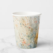 Papiercup mit Aquarellfarben-Blume + Namen + Datum Pappbecher (Rückseite)