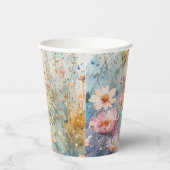 Papiercup mit Aquarellfarben-Blume + Namen + Datum Pappbecher (Rechts)