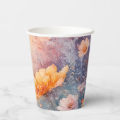 Papiercup mit Aquarellfarben-Blume + Namen + Datum Pappbecher (Rückseite)