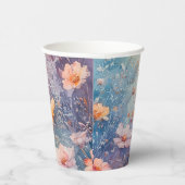 Papiercup mit Aquarellfarben-Blume + Namen + Datum Pappbecher (Rechts)