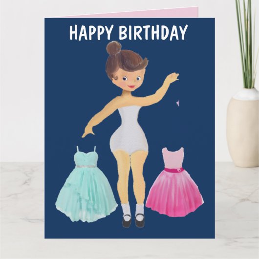 PAPIERDOLL-12x18 BIRTHDAY-KARTE FÜR MÄDCHEN Karte (Vorderseite)