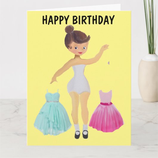 PAPIERDOLL-12x18 BIRTHDAY-KARTE FÜR MÄDCHEN Karte (Vorderseite)