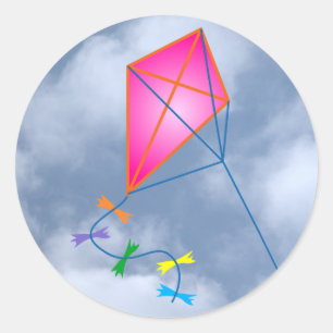 Papierdrache kite runder aufkleber
