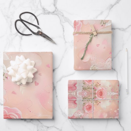 Papiere Flügel und Rosen Geschenkpapier Set (Vorderseite)