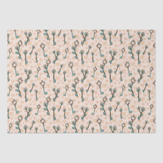 Papiere für Herz und Schlüssel Seidenpapier (Vorderseite)