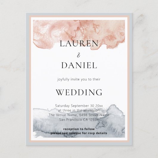 PAPIERE Minimalistische QR-Code Wasserfarbenhochze Flyer (Vorne)