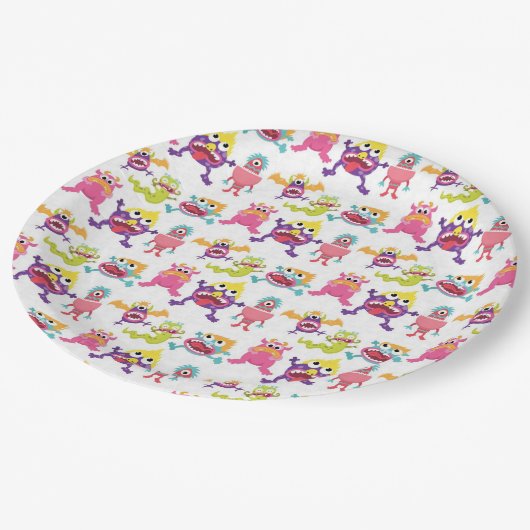 Papiere Teller - Beängstigende Monster (Schrägansicht)