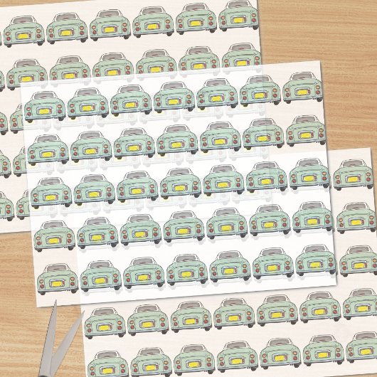 Papiere zum Muster des grünen Figaro-Autos Seidenpapier