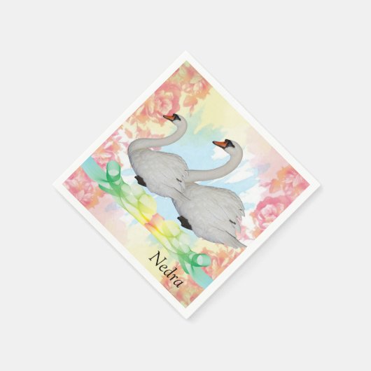 Papieren Napkins, Blumenschwäne Serviette (Ecke)