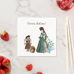 Papieren Napkins, Viktorianische Frau und Girl Serviette