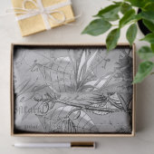 Papierentpackung B/W Blumenmuster-Blätter Postkart Seidenpapier (Geschenk)
