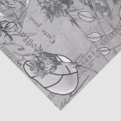 Papierentpackung B/W Blumenmuster-Blätter Postkart Seidenpapier (Detail)