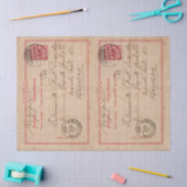 Papierentpackung - Vintage deutsche Postkarte Seidenpapier (Basteln)