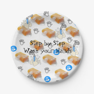 Papierfächer, Teller waschen die Hände mit dem Sei
