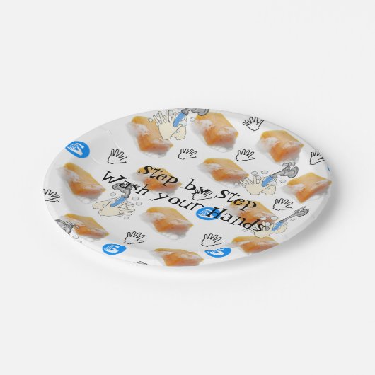 Papierfächer, Teller waschen die Hände mit dem Sei (Schrägansicht)