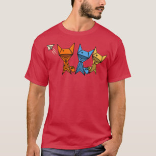 Papierfalten Kunstpapier Katze Japan Origami T-Shirt