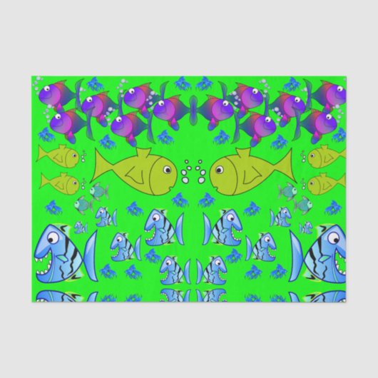Papierfisch aus dekorativem Gewebe Seidenpapier (Vorderseite)