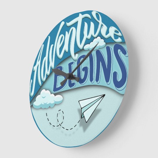 Papierflugzeug | Abenteuer beginnt Große Wanduhr (Winkel)