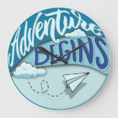 Papierflugzeug | Abenteuer beginnt Große Wanduhr (Vorderseite)