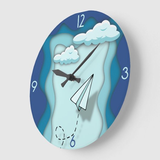 Papierflugzeug | Fahrt beginnt mit einem Single Große Wanduhr (Winkel)