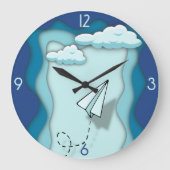 Papierflugzeug | Fahrt beginnt mit einem Single Große Wanduhr (Vorderseite)