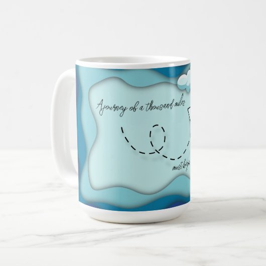 Papierflugzeug | Fahrt beginnt mit einem Single Kaffeetasse (Vorderseite Links)