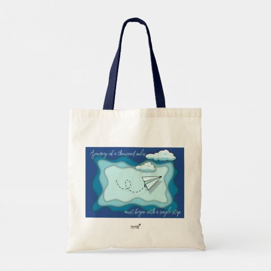 Papierflugzeug | Fahrt beginnt mit einem Single Tragetasche (Rückseite)