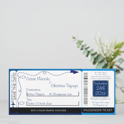 PapierFlugzeug Flyin Einladung (Stehend Vorderseite)