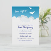 Papierflugzeug geht weg vom Party Einladung (Stehend Vorderseite)