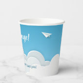 Papierflugzeug im Sky Going Away Party Pappbecher (Rückseite)