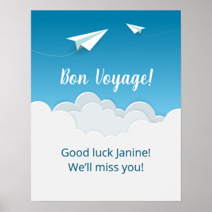 Papierflugzeug im Sky Going Away Party Poster