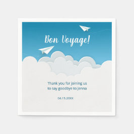 Papierflugzeug im Sky Going Away Party Serviette