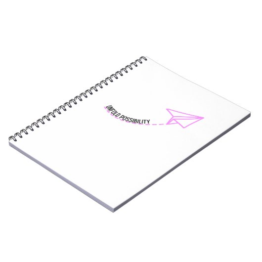 Papierflugzeug im Spiralflugzeug Notizblock (Linke Seite)