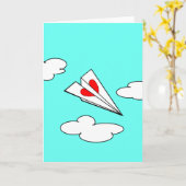 Papierflugzeug mit Herz Karte (Gelbe Blume)