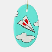 Papierflugzeug mit Herzen Keramik Ornament (Rechts)