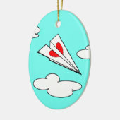 Papierflugzeug mit Herzen Keramik Ornament (Links)