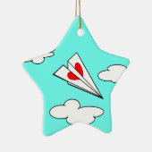 Papierflugzeug mit Herzen Keramikornament (Rechts)