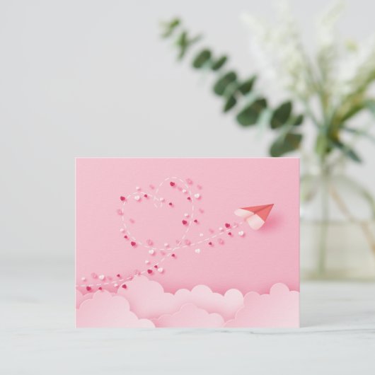 Papierflugzeug Postkarte (Stehend Vorderseite)