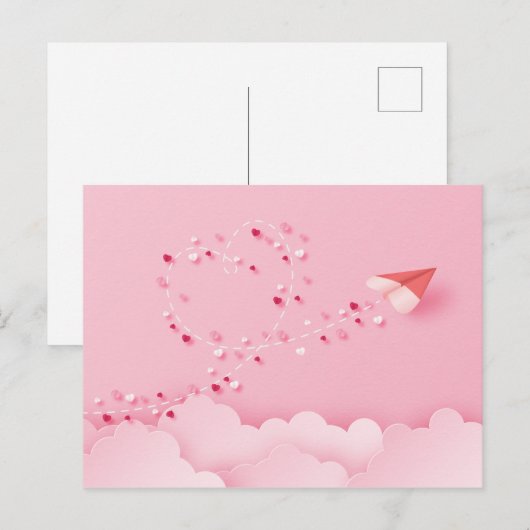 Papierflugzeug Postkarte (Vorne/Hinten)