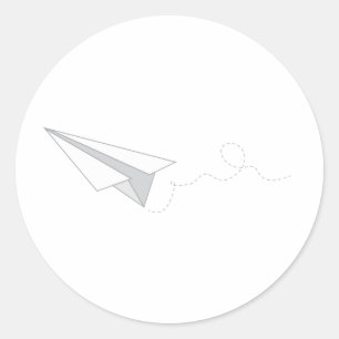 PapierFlugzeug Runder Aufkleber