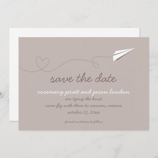Papierflugzeug Save the Date (Vorne/Hinten)