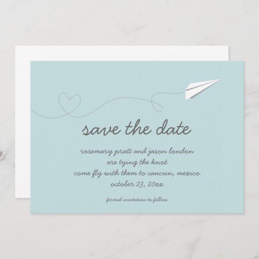 Papierflugzeug Save the Date (Vorne/Hinten)