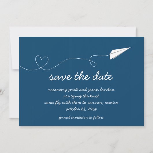 Papierflugzeug Save the Date (Vorderseite)