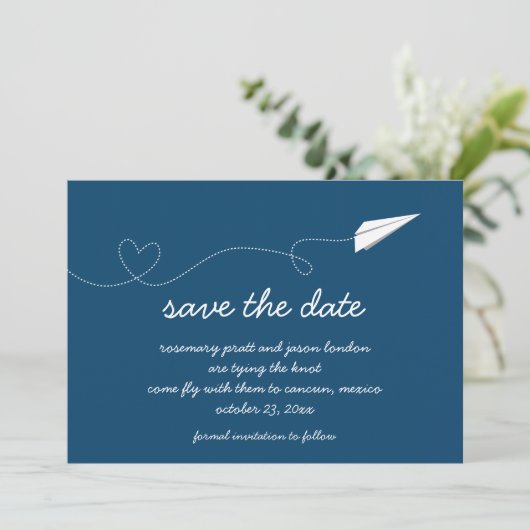 Papierflugzeug Save the Date (Stehend Vorderseite)