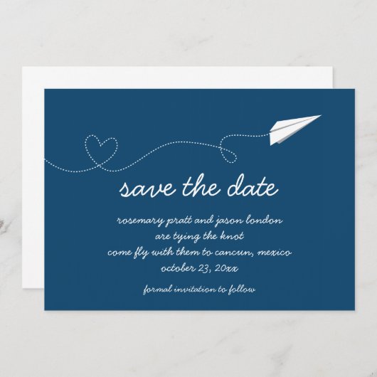 Papierflugzeug Save the Date (Vorne/Hinten)