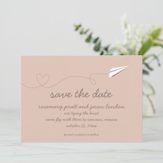Papierflugzeug Save the Date (Stehend Vorderseite)