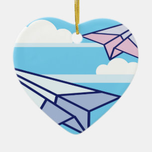 Papierflugzeuge im Himmel Keramik Ornament