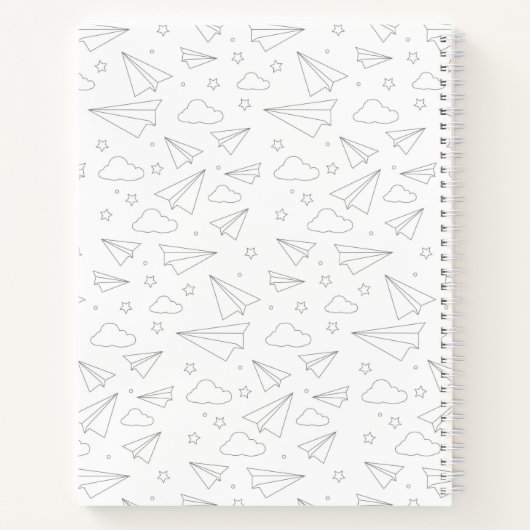 Papierflugzeugheber Notizbuch (Rückseite)