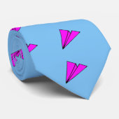 Papierflugzeugrosa auf Himmelblau Krawatte (Gerollt)
