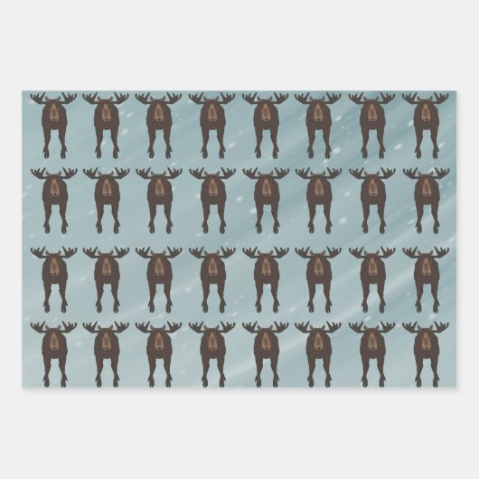 Papierfolien aus Elch Geschenkpapier Set (Vorderseite 3)